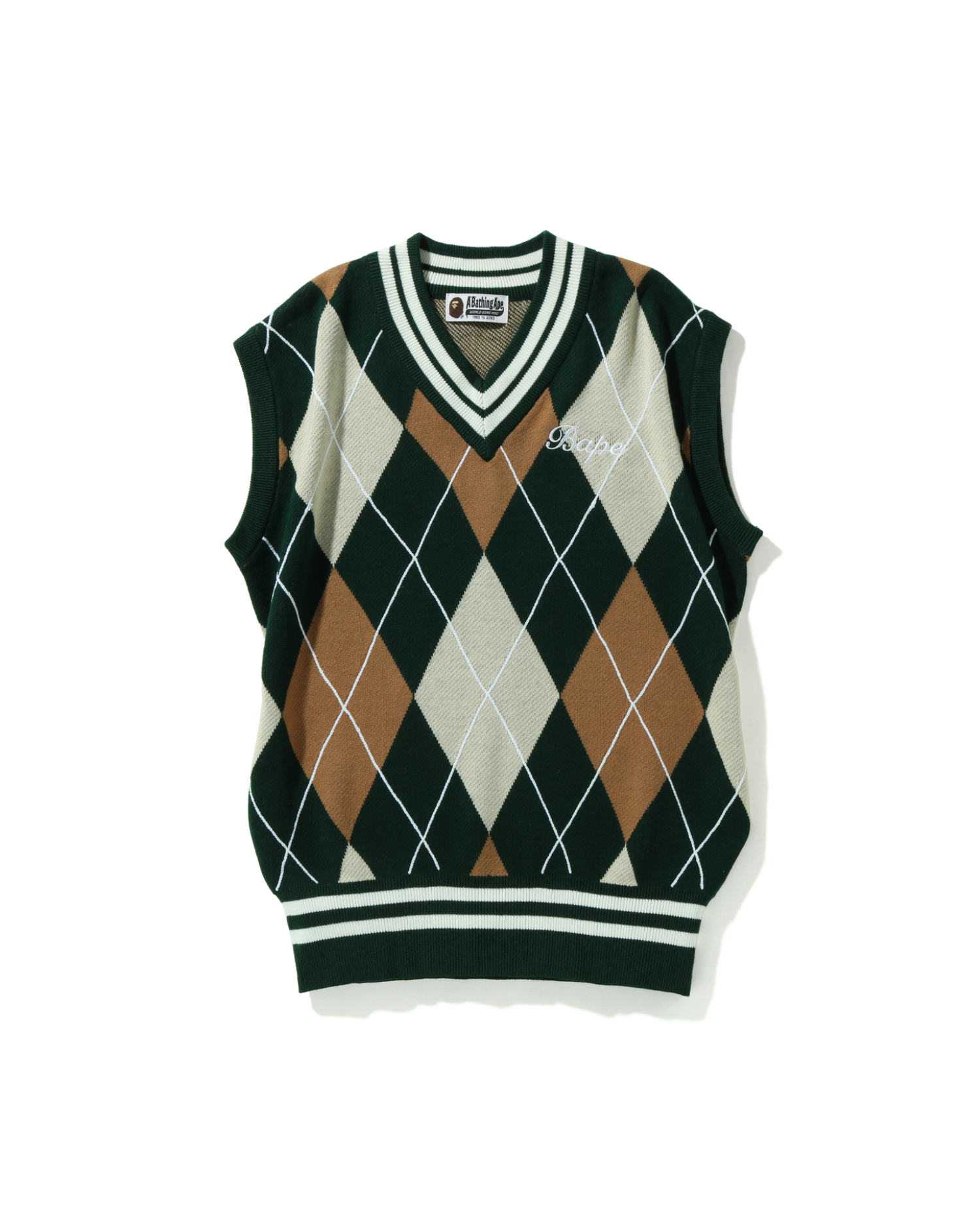 DAIRIKU Embroidery Argyle Knit Vest-