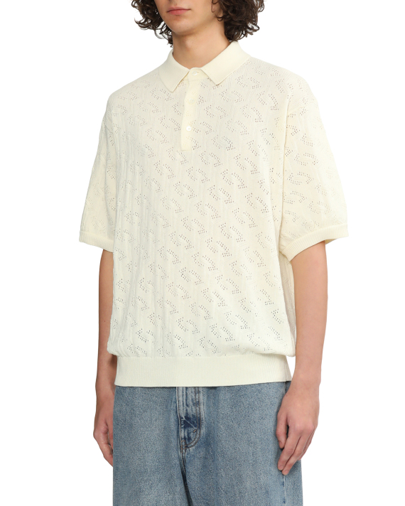 BEAMS Mesh knit polo shirt
