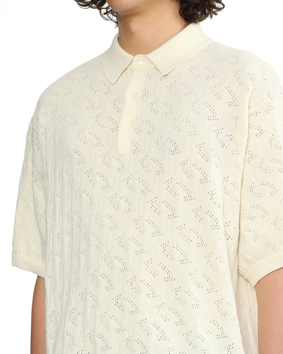 BEAMS Mesh knit polo shirt