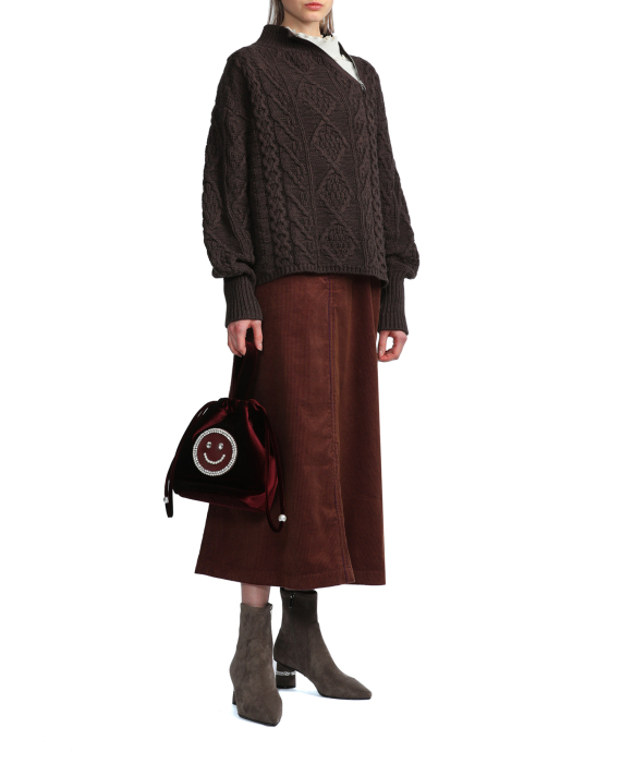 RAY BEAMS Buttoned corduroy midi skirt