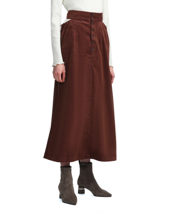 RAY BEAMS Buttoned corduroy midi skirt
