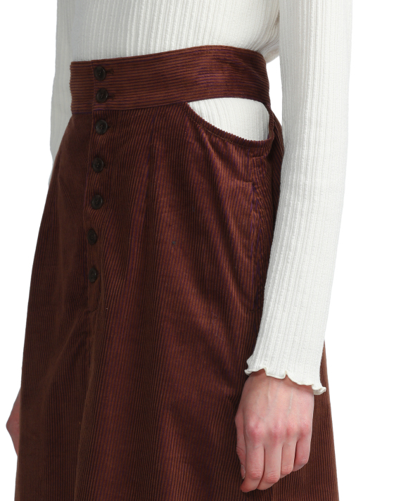 RAY BEAMS Buttoned corduroy midi skirt