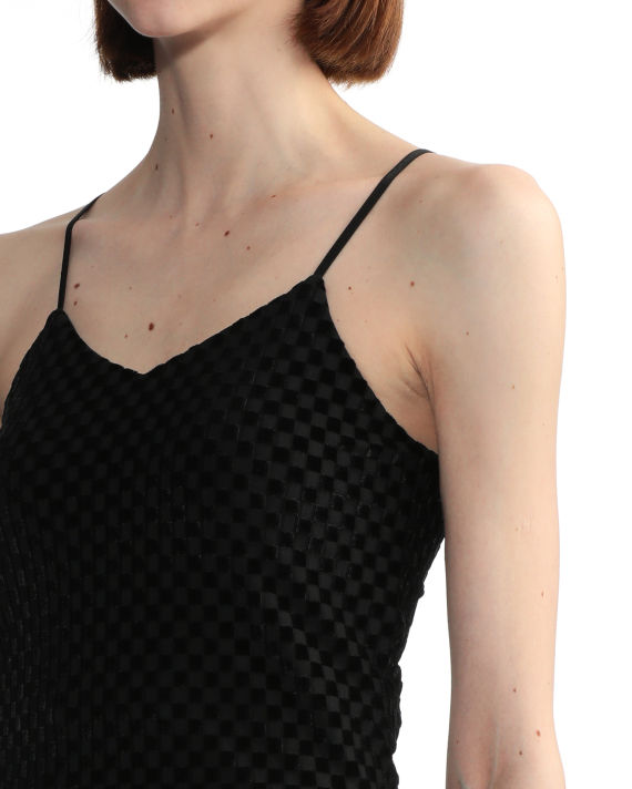 Check flocked cropped camisole image number 4
