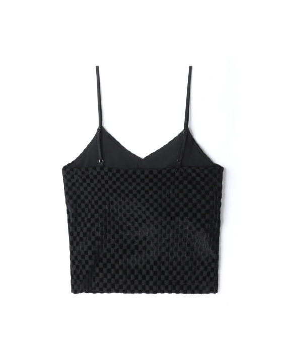 Check flocked cropped camisole image number 5