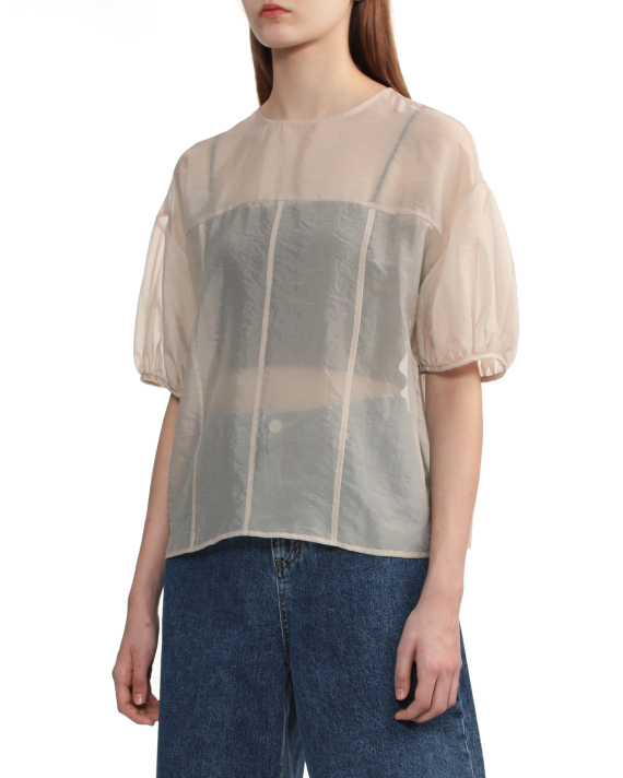 RAY BEAMS Tulle puff sleeve top