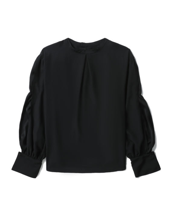 Twin-pleated band collar blouse image number 0