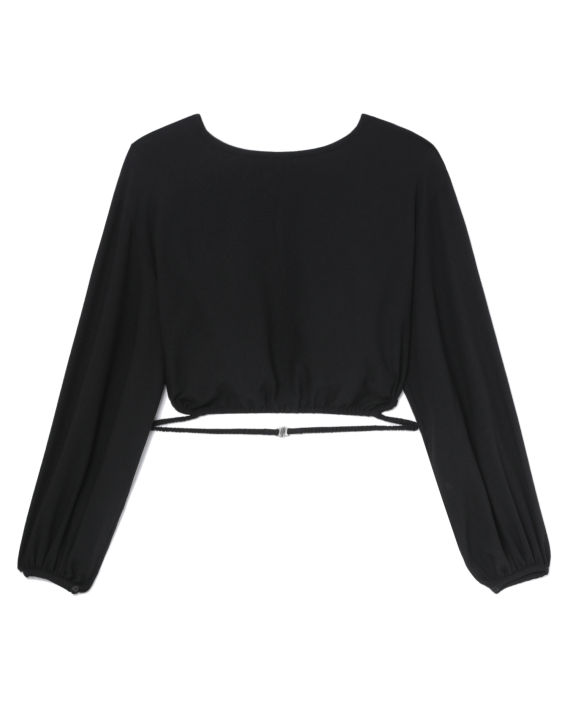 Cropped textured long-sleeve top image number 0