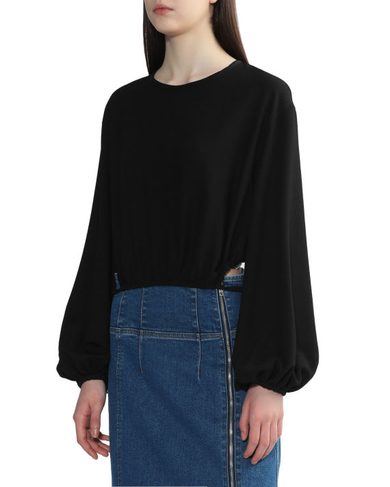 Cropped textured long-sleeve top image number 2
