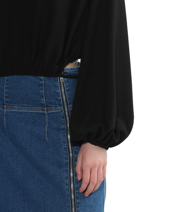 Cropped textured long-sleeve top image number 4