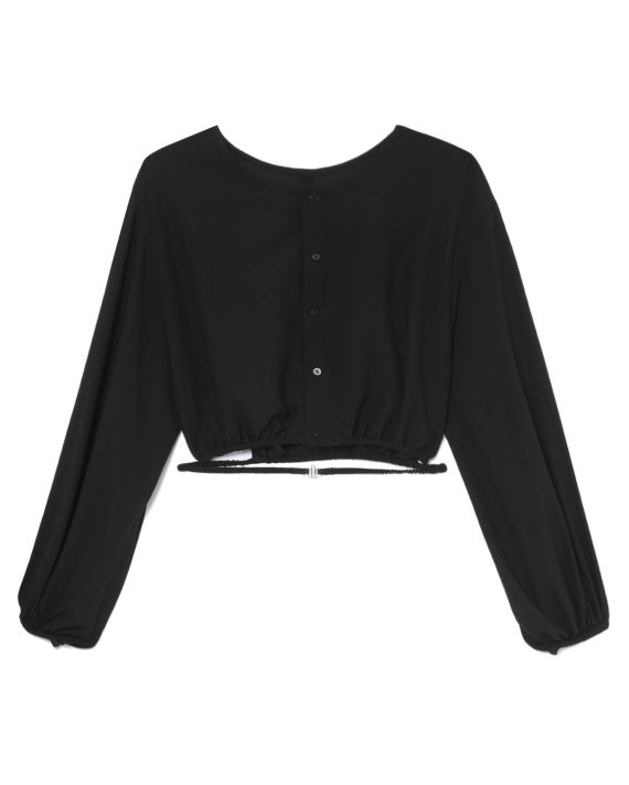 Cropped textured long-sleeve top image number 5