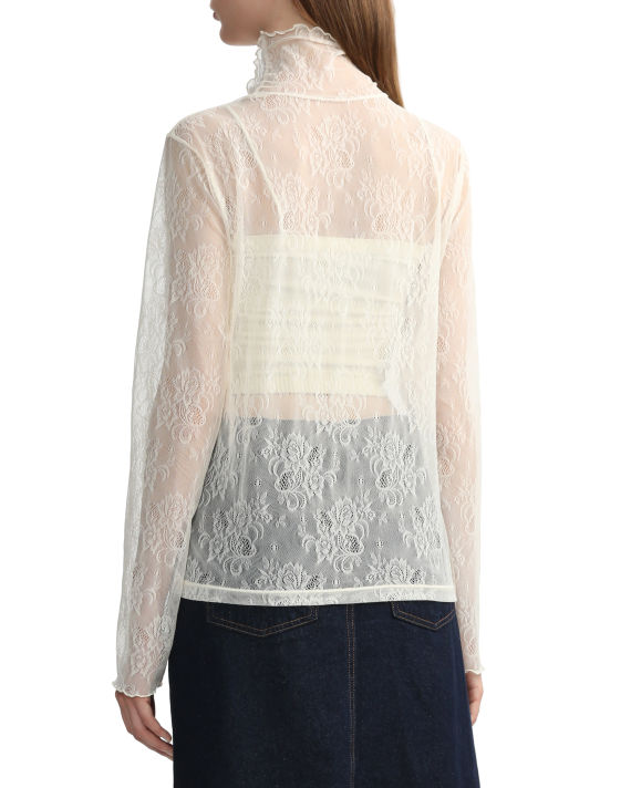 Floral lace sheer top image number 3