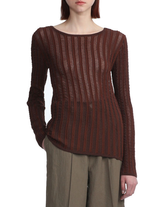 Textured striped long sleeve blouse image number 2