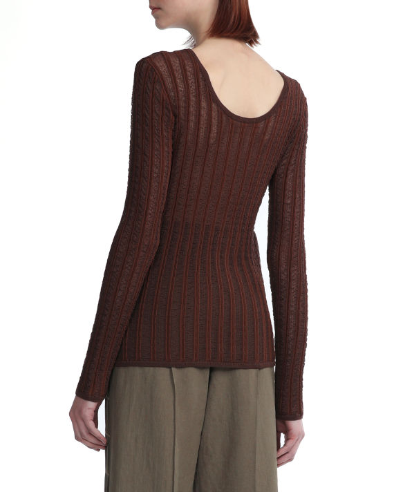 Textured striped long sleeve blouse image number 3