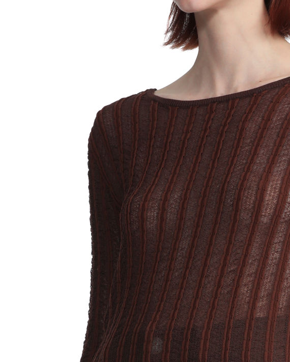 Textured striped long sleeve blouse image number 4