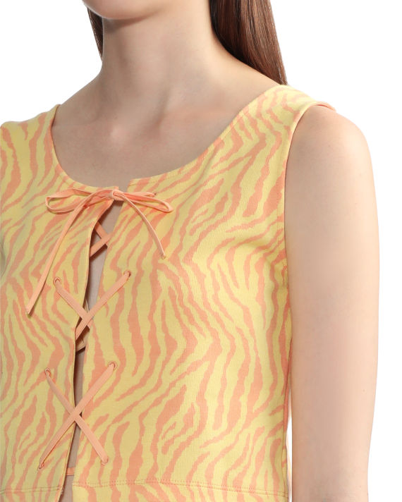 Patterned lace-up tank top image number 4