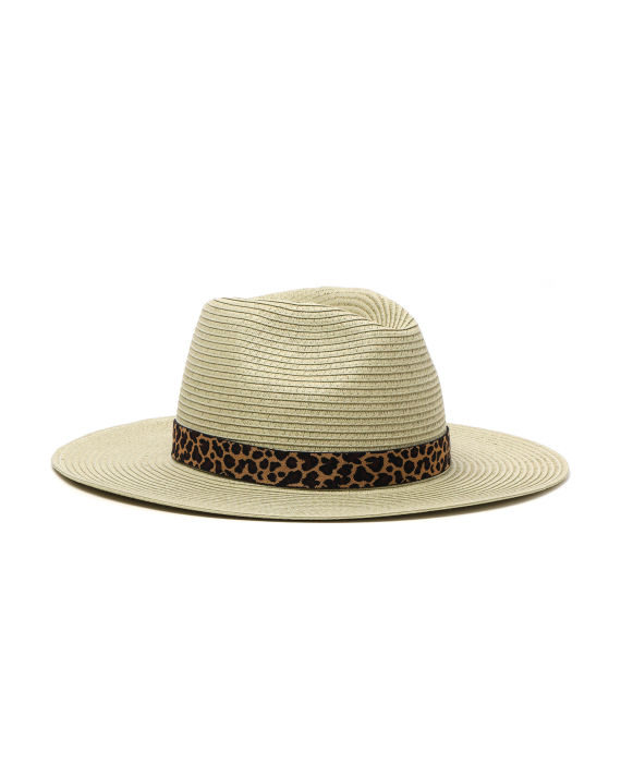 Leopard print band straw hat image number 1