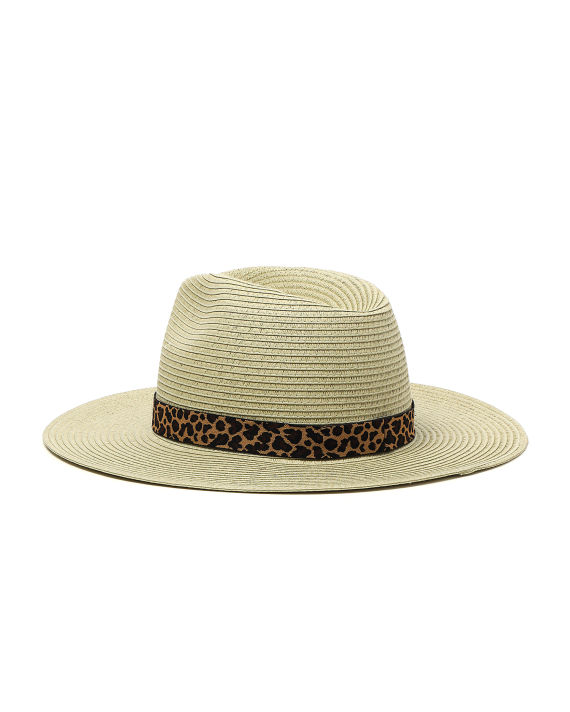 Leopard print band straw hat image number 2