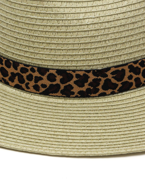 Leopard print band straw hat image number 3