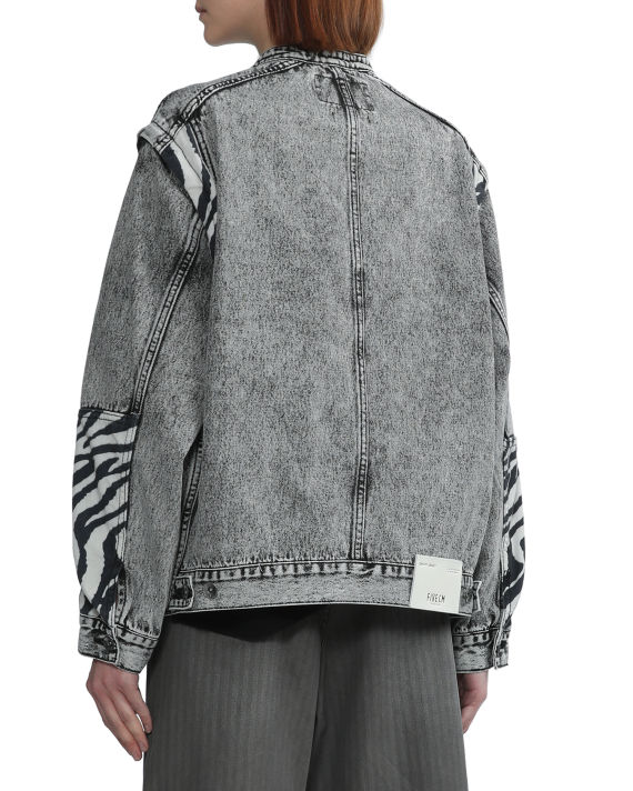Zebra patched denim jacket image number 4
