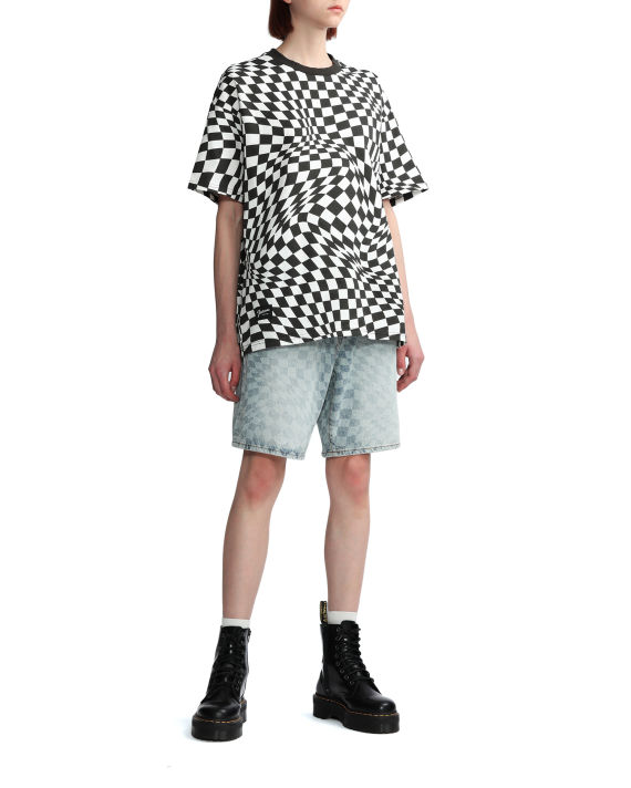 Denim checkerboard shorts image number 2