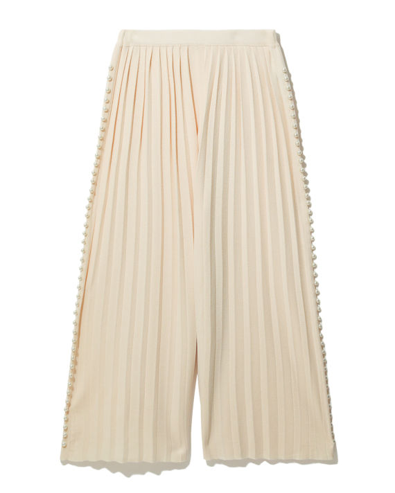 scared hook To separate MUVEIL Faux pearl embellished wide-leg pants| ITeSHOP