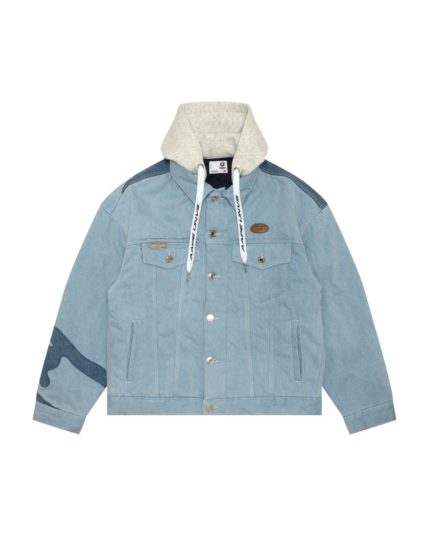 ジャケット・アウター AAPE APE Moonface Hooded Denim Jacket S AAPE Moonface logo hooded denim jacket | ITeSHOP