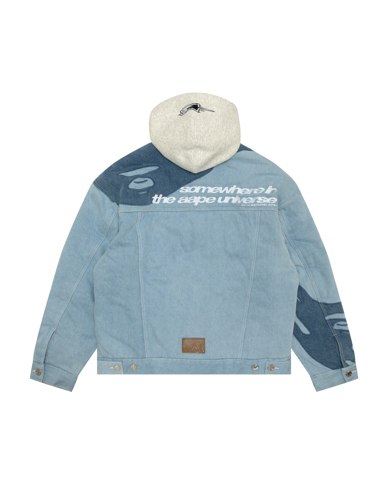 AAPE Moonface logo hooded denim jacket | ITeSHOP
