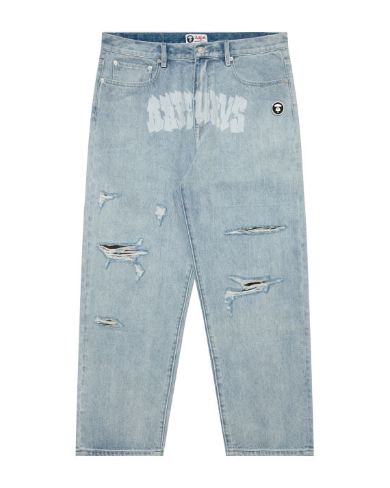 Moonface patch distressed jeans image number 0