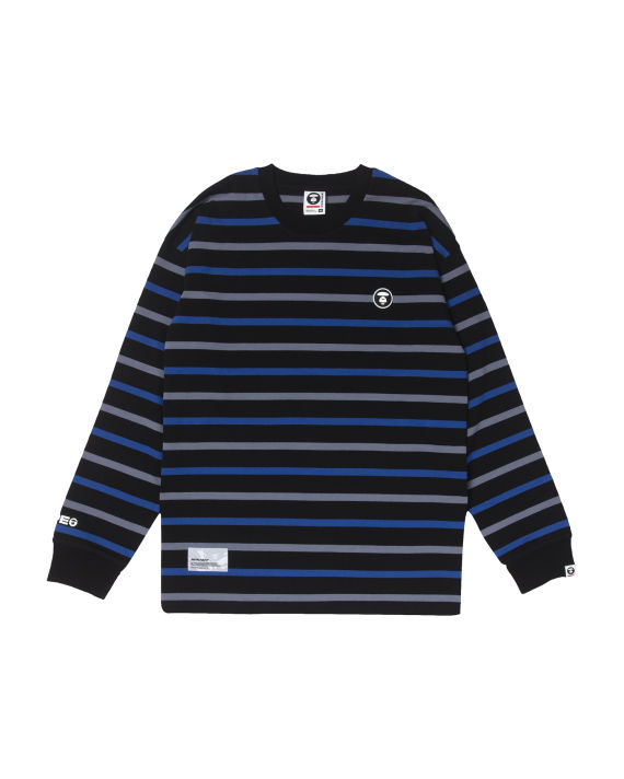 AAPE Moonface patch striped long-sleeve tee | ITeSHOP