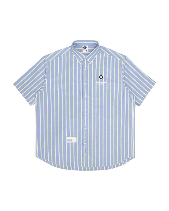 Moonface patch striped short-sleeve shirt image number 0