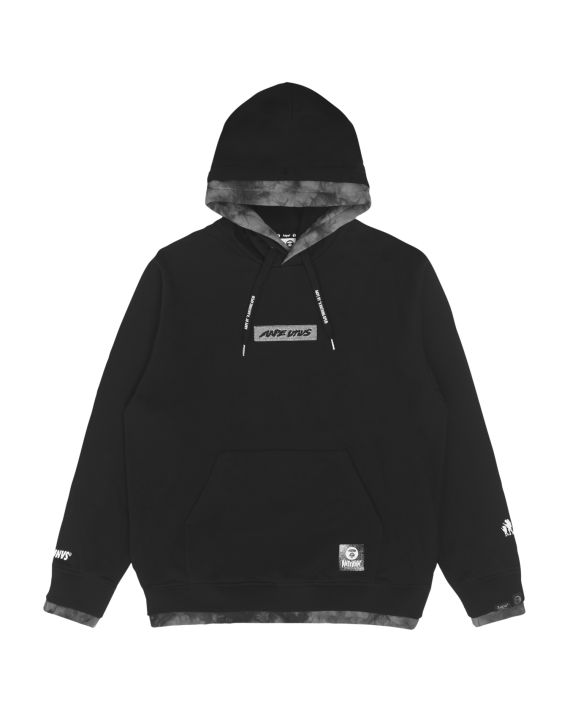 Moonface patch tie-dye layered hoodie image number 0