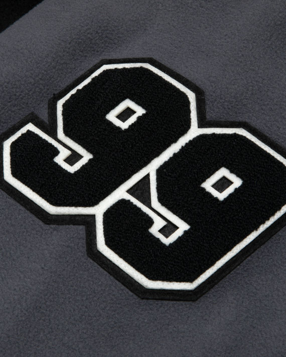 Moonface patch fleece baseball jacket image number 3
