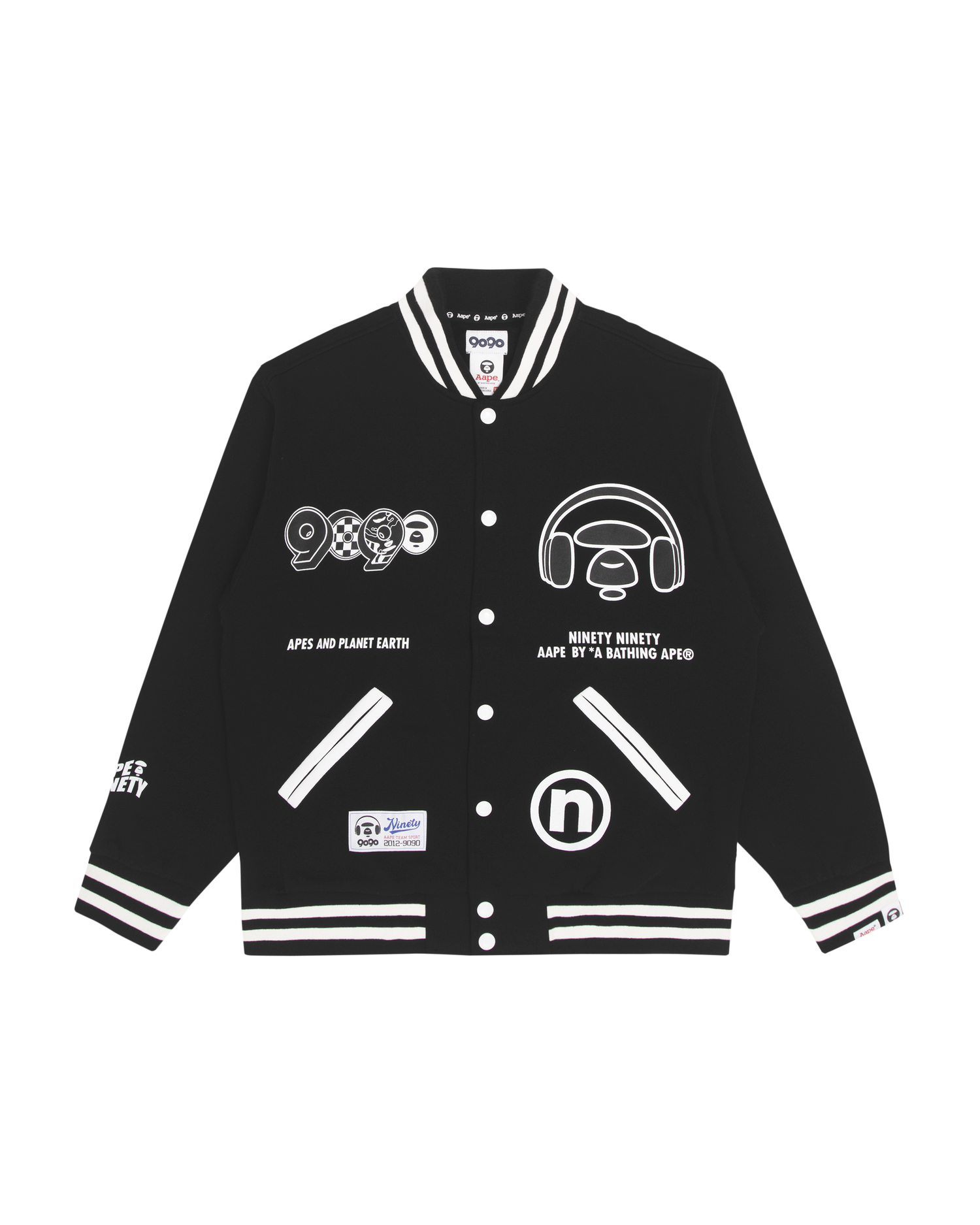 AAPE X 9090 Moonface graphic varsity jacket | ITeSHOP
