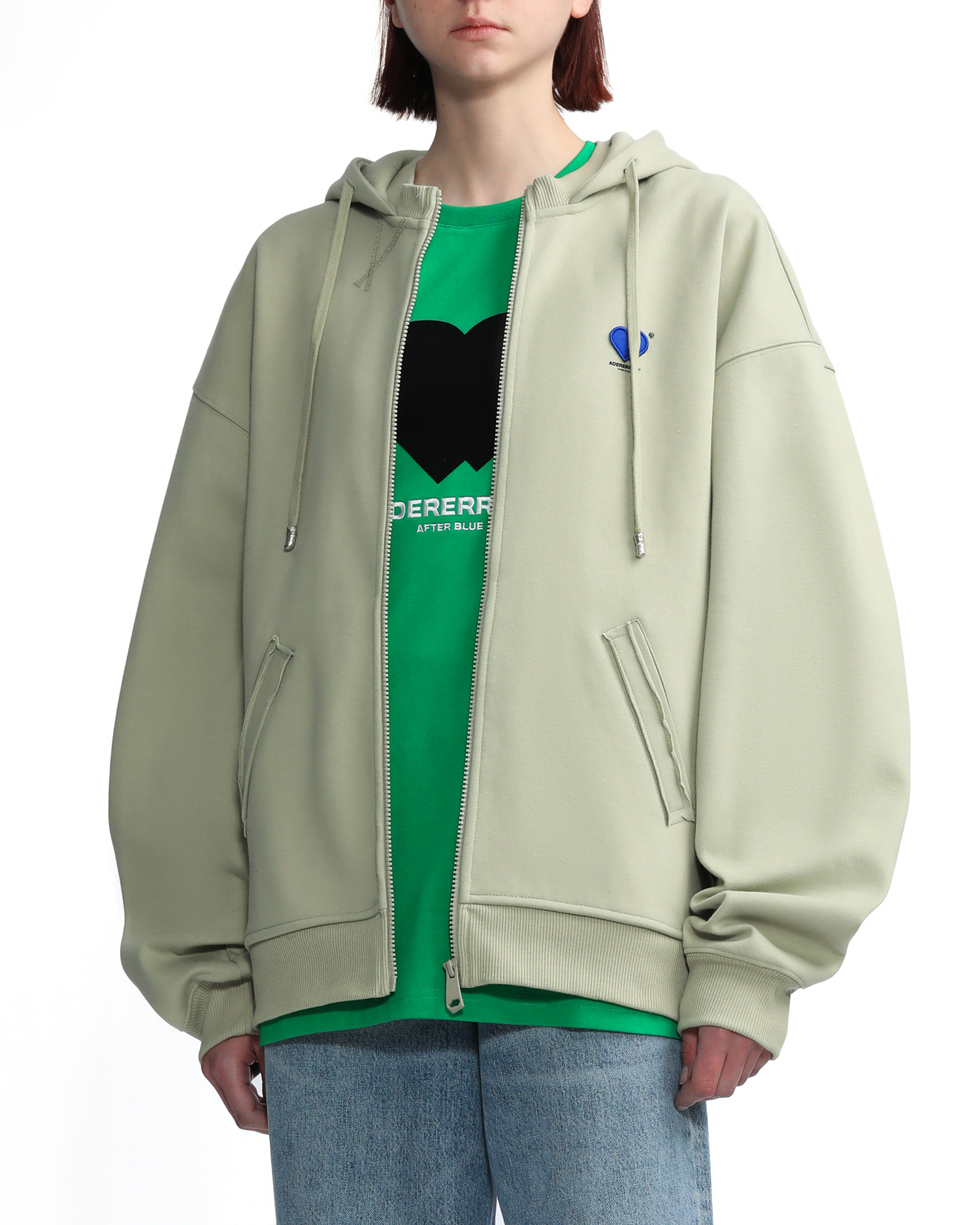 Twin heart logo hoodie zip-up