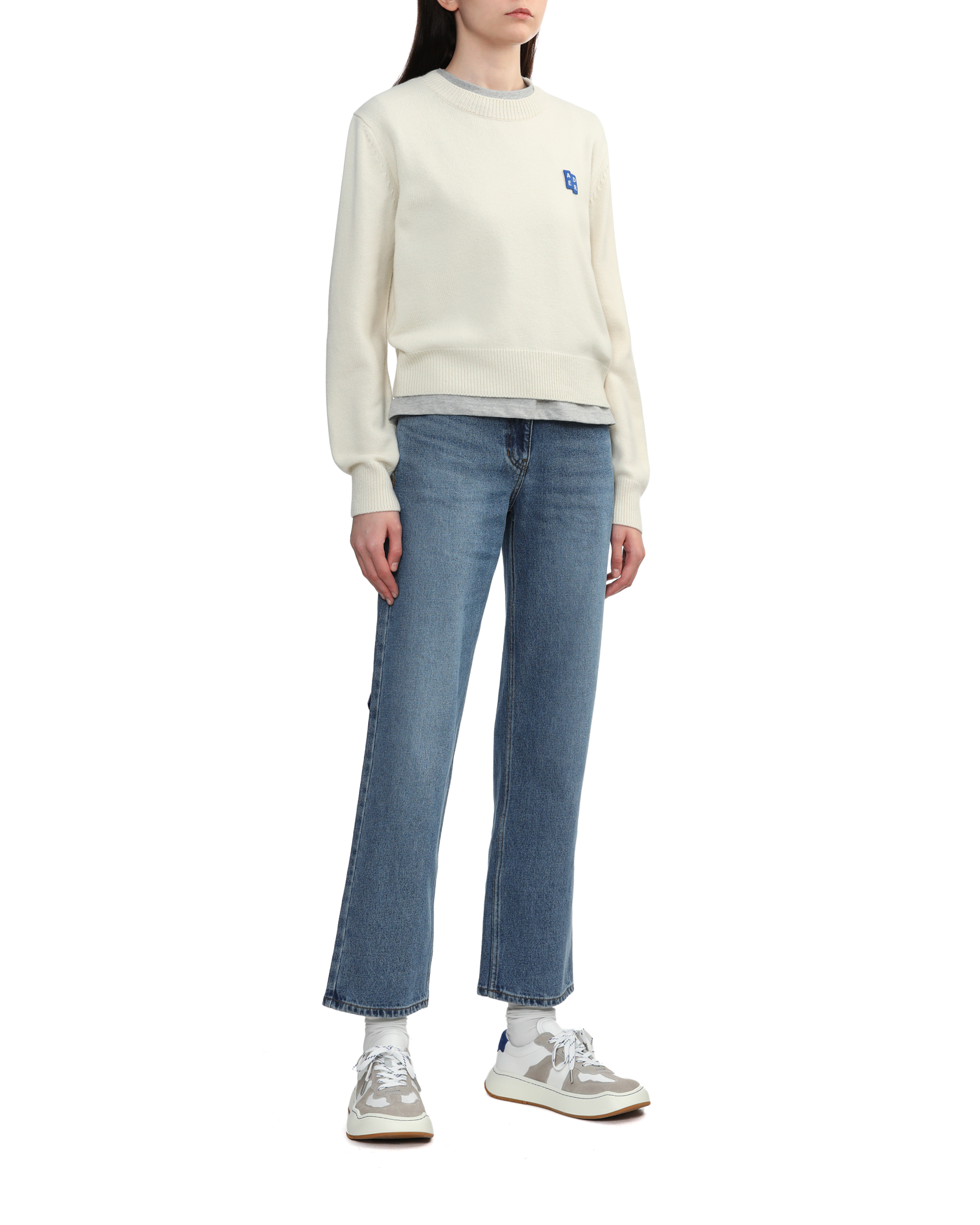 トップス 18aw Adererror Slice logo Knit White K-fashion - ADER ERROR SLICE LOGO KNITWEAR IVORY #ootd