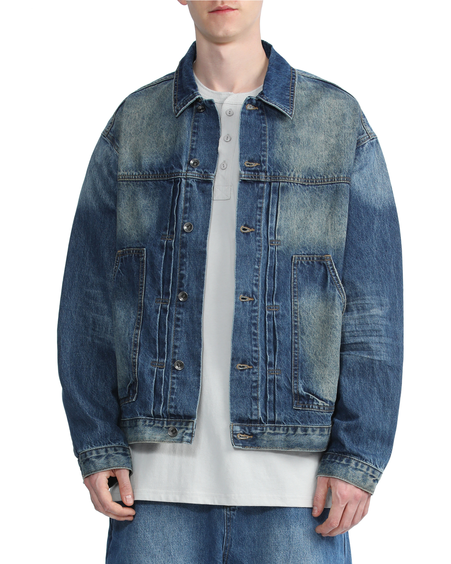 all saints two tone denim jacket