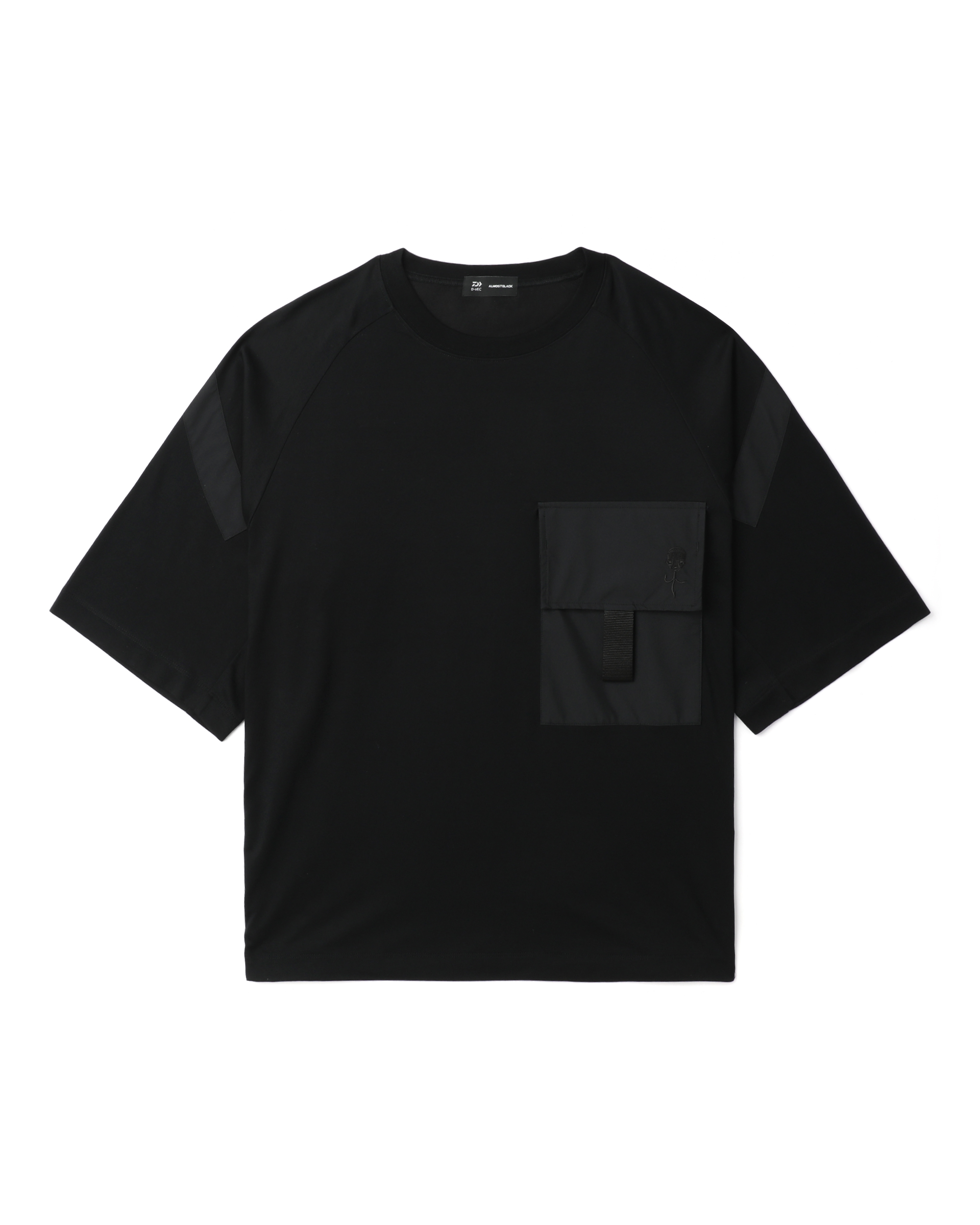 Front of plain black t-shirt.