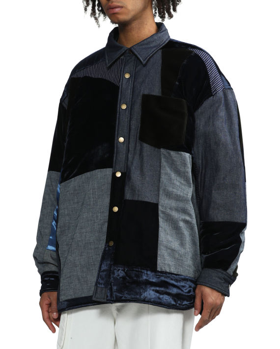 Patchwork button-up overshirt image number 2