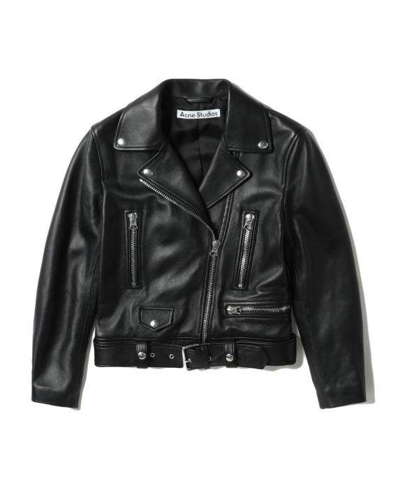 Leather biker jacket image number 0