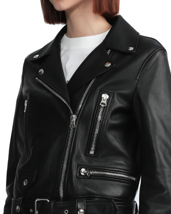 Leather biker jacket image number 4