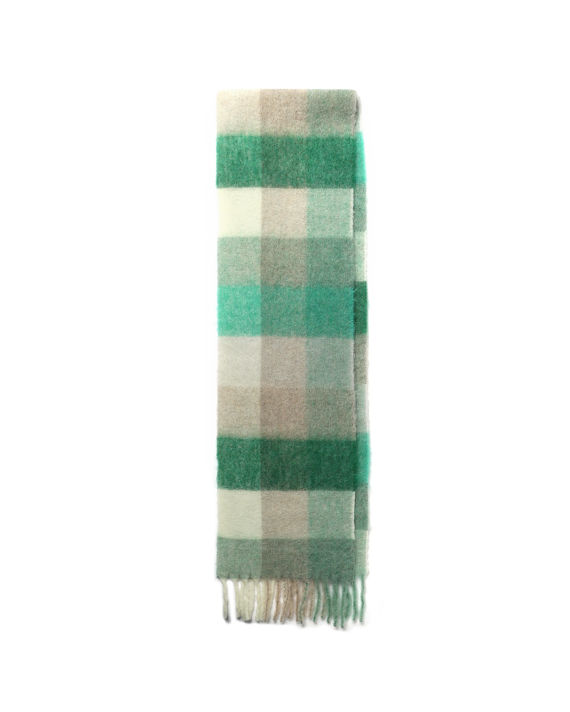Checked wool fringe scarf image number 1