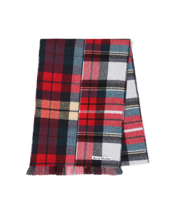 Mixed check wool scarf image number 0