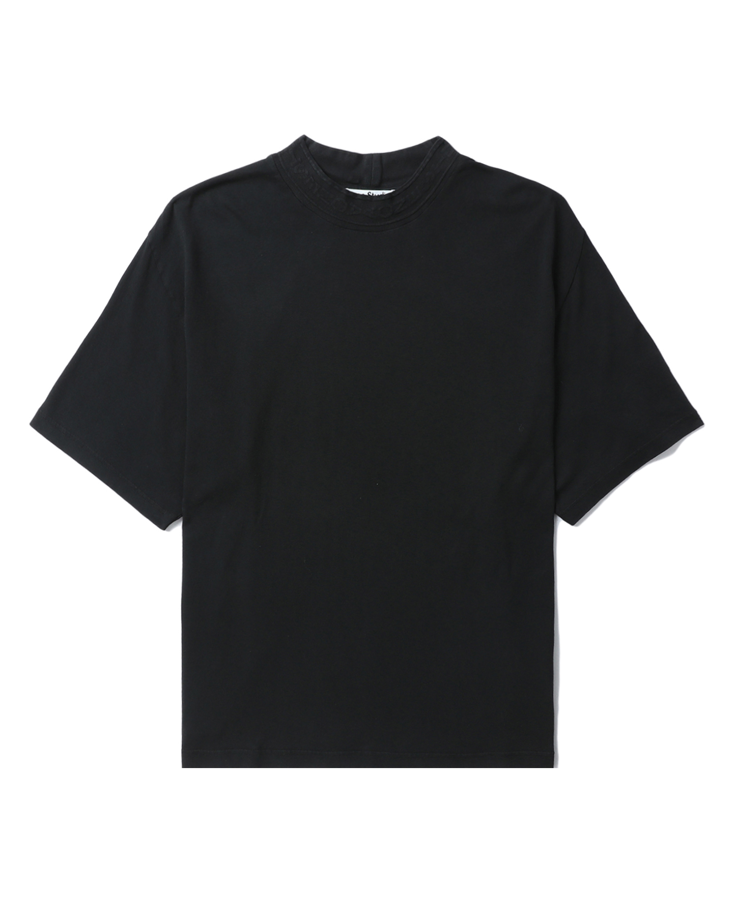 Front of plain black t-shirt.