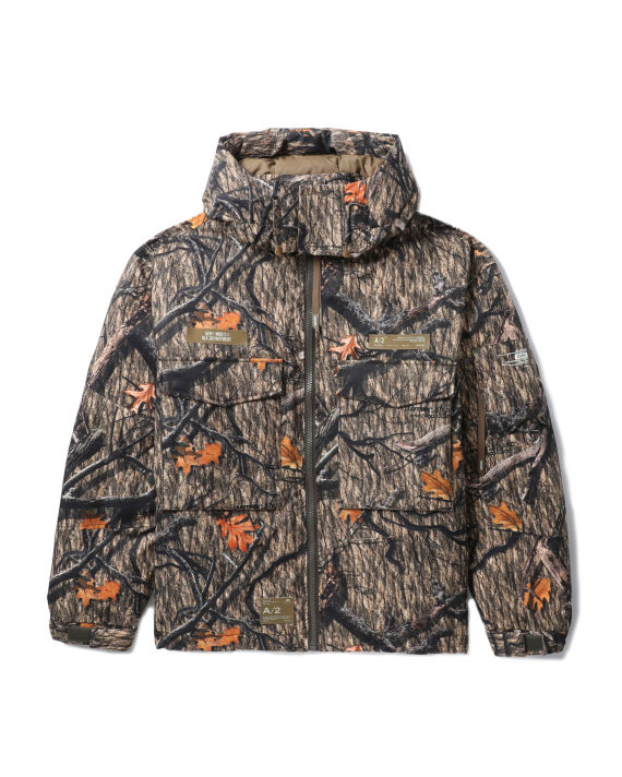 Graphic patterned hooded down jacket image number 0