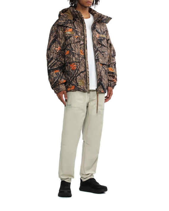 Graphic patterned hooded down jacket image number 1