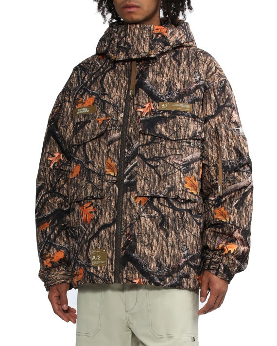 Graphic patterned hooded down jacket image number 2