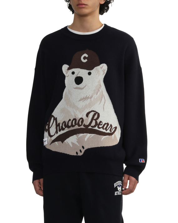 :CHOCOOLATE X Russell Athletic Chocoo bear knit jumper