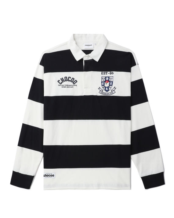 Embroidered striped long-sleeve polo image number 0