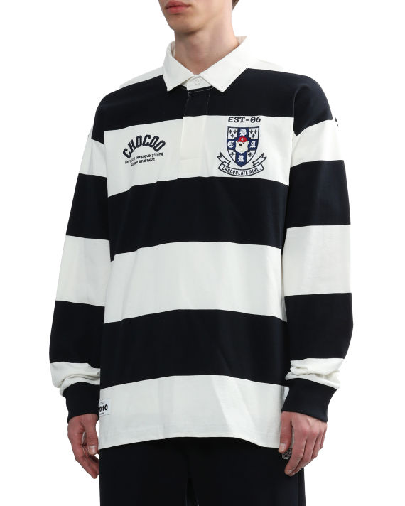 Embroidered striped long-sleeve polo image number 2