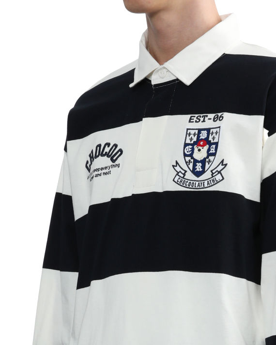 Embroidered striped long-sleeve polo image number 4